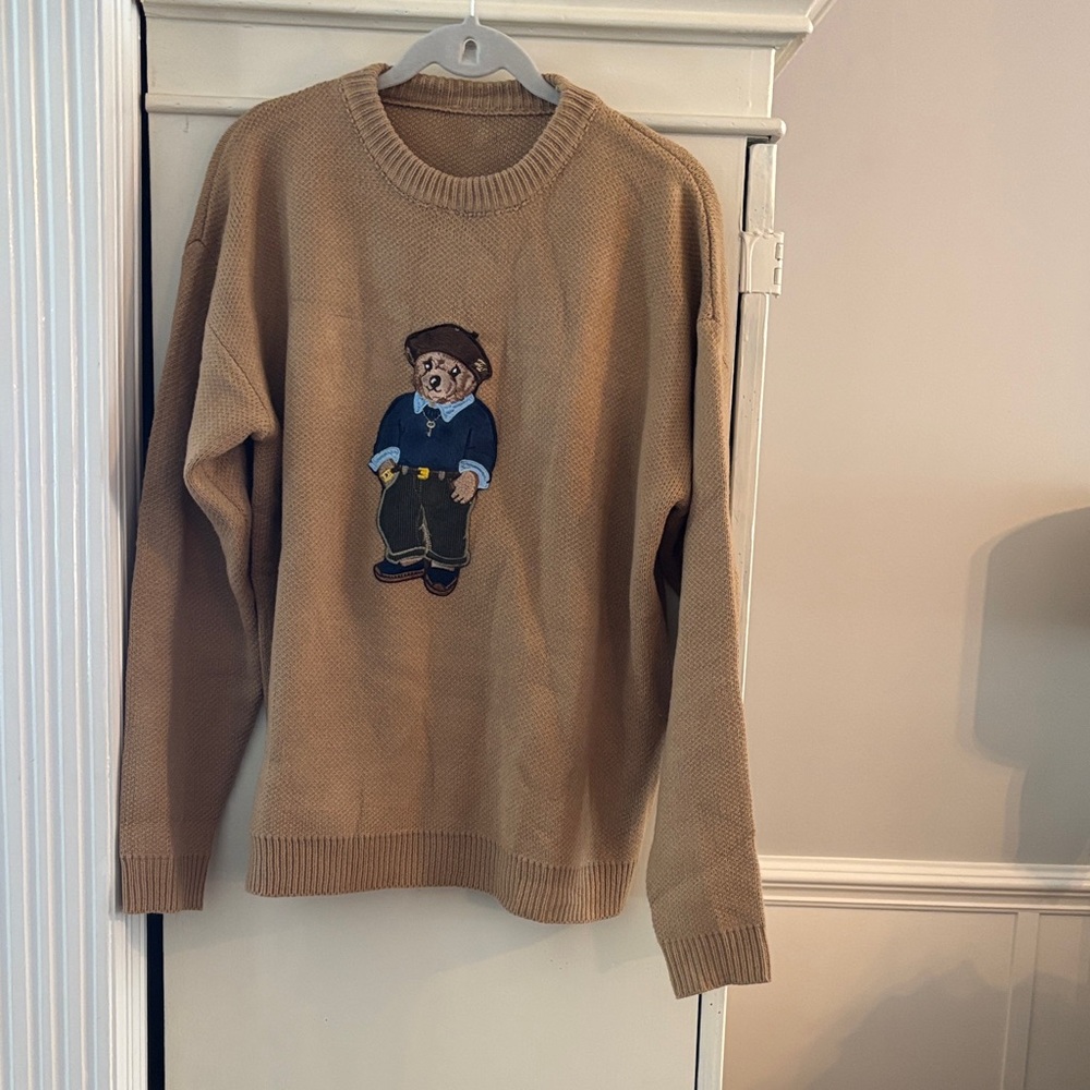 Women’s  Tan Sweater with Bear Design